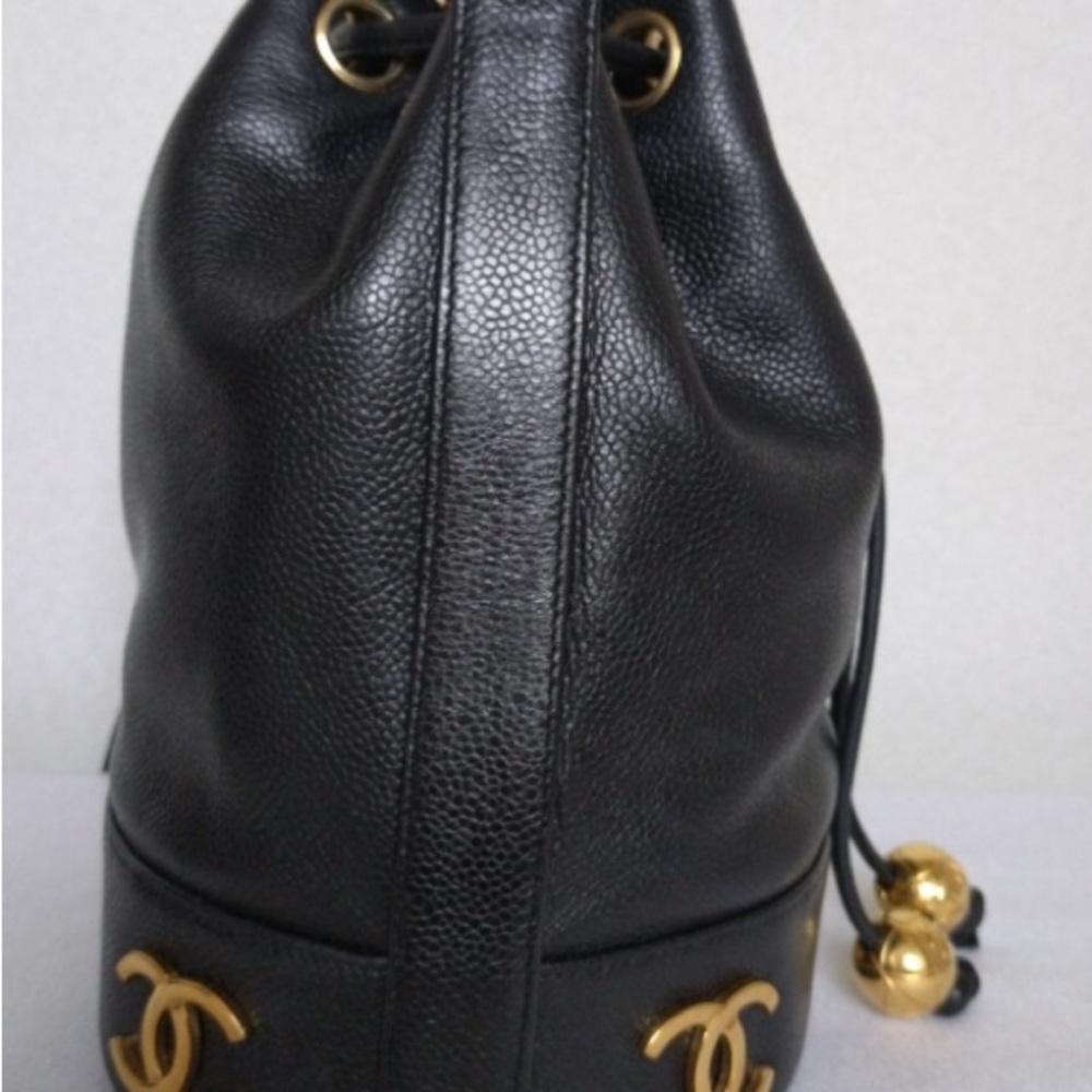 Chanel Caviar Triple CC Shoulder Bag Blk-  24K Gold plated - Vintage/w COA - Picture 5 of 10